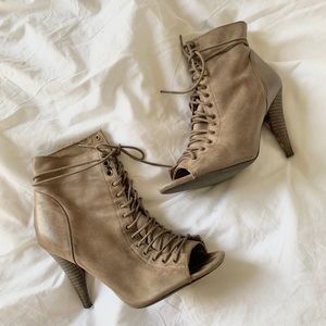 Aldo Taupe Grey Laceup Heels